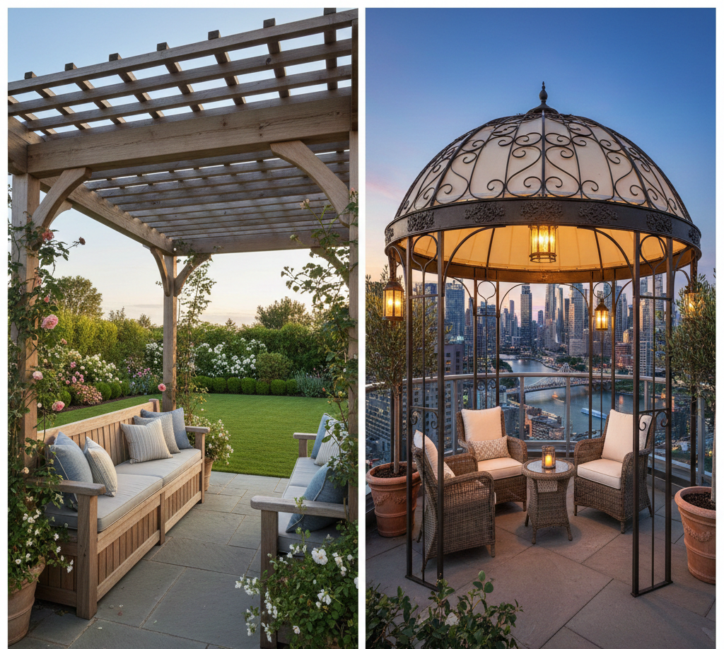 Pergola with Built-in Seating