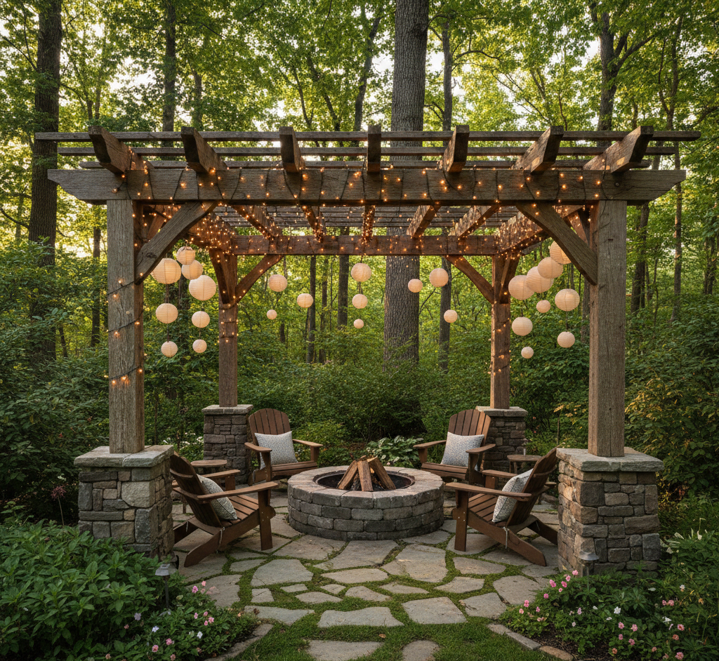 Pergola with Hanging Lights