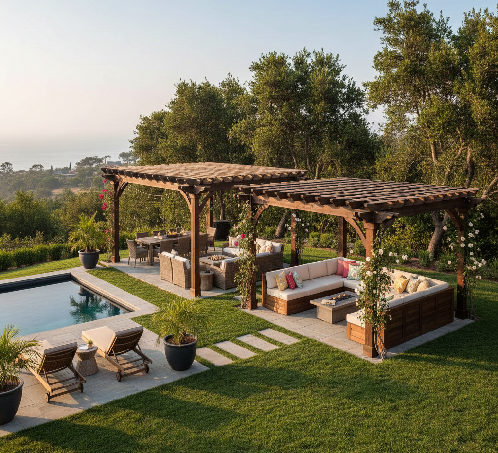 Pergola with Integrated Seating
