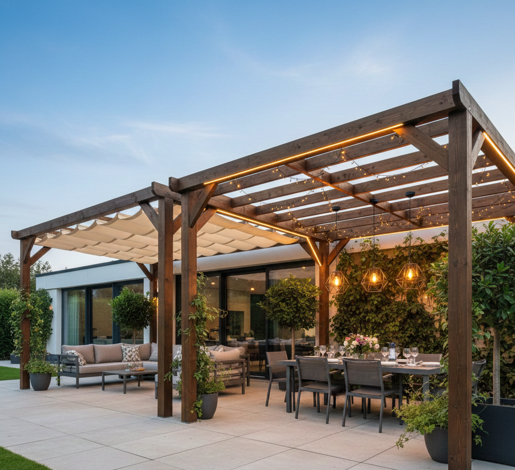 Pergola with Lighting Fixtures