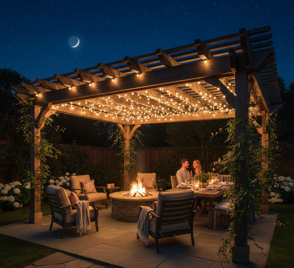 Pergola with String Lights