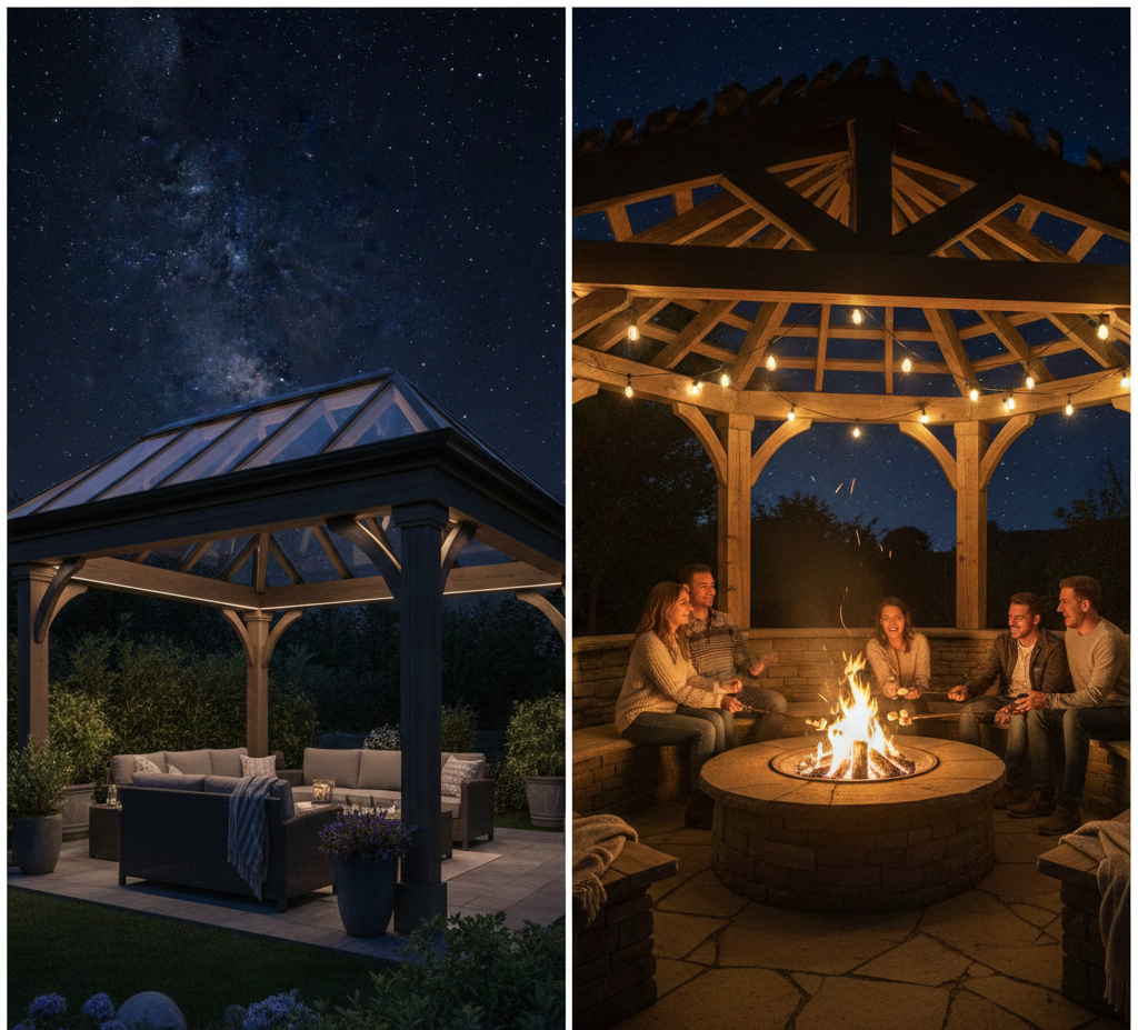 Pergola with a Cozy Fire Pit